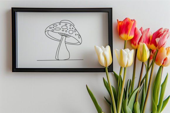 Download Cute Mushroom One Line Art Sketch Drawn - Cute Collection