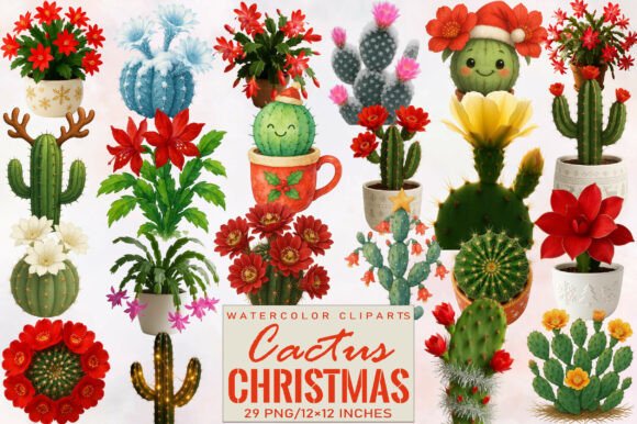 Download Watercolor Christmas Cactus Clipart - Cactus clipart Collection