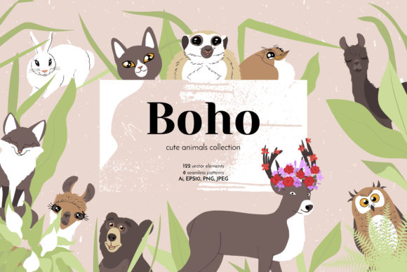 Download Boho Cute Animals - Line Art - Cute Collection