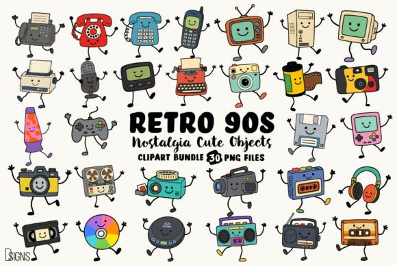 Download Retro 90s Cute Nostalgic Objects Bundle - Cute Collection
