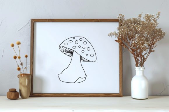 Download Cute Mushroom One Line Art Sketch Vector - Cute Collection
