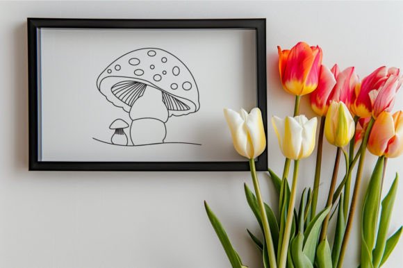 Download Cute Mushroom One Line Art Sketch Vector - Cute Collection
