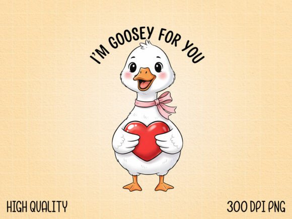 Download Cute Goose Holding Heart Illustration - Cute Collection