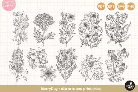 Download 11 Summer Flower Outline Clip Art - Outline Collection